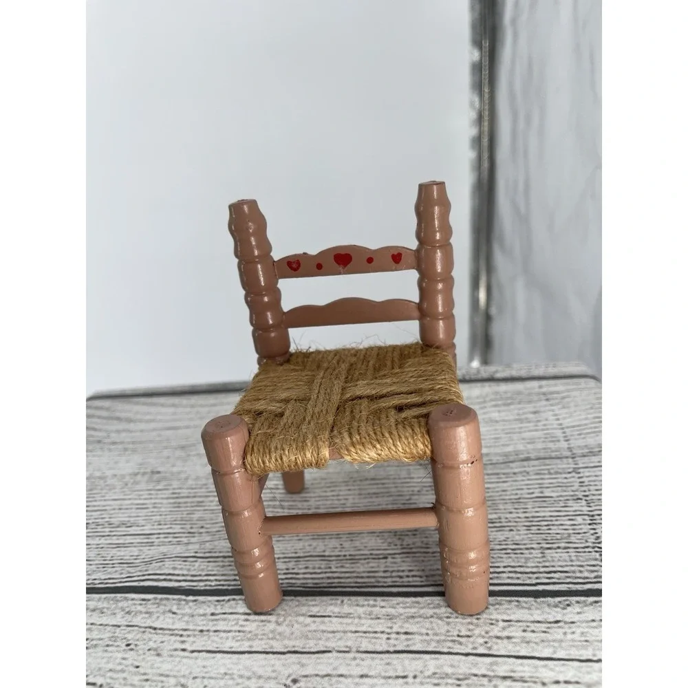 Vintage doll's wooden Chair  With Heart Design